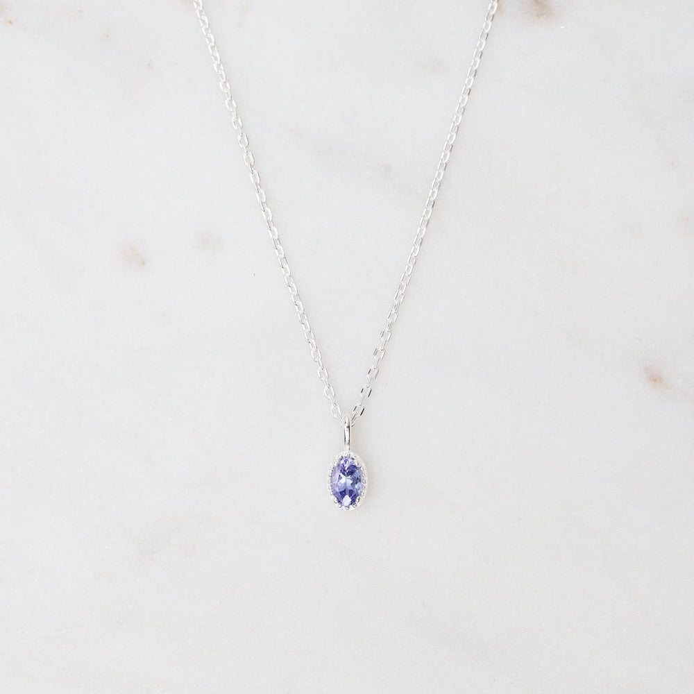 NKL Oval Tanzanite with Milgrain Edge Necklace - Sterling Silver