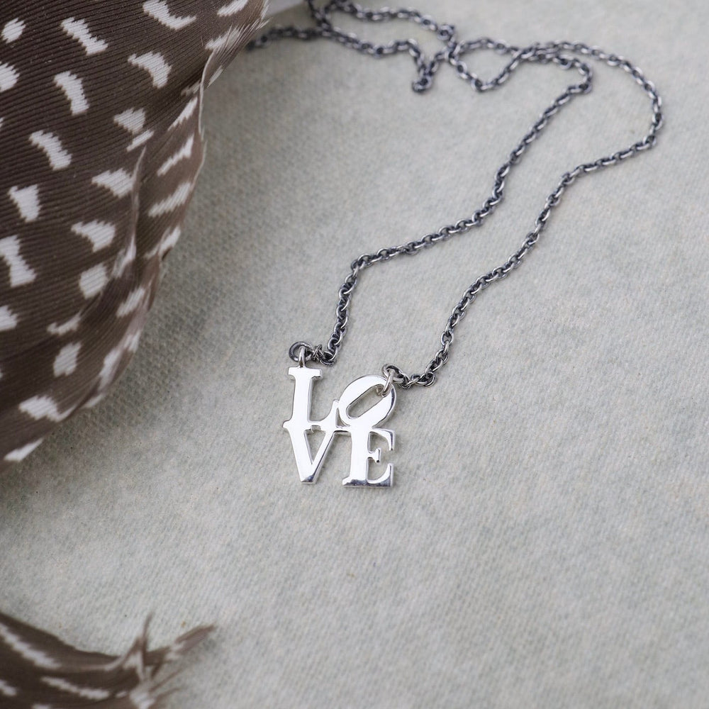 
                      
                        NKL Oxidized Silver Chain LOVE Necklace
                      
                    