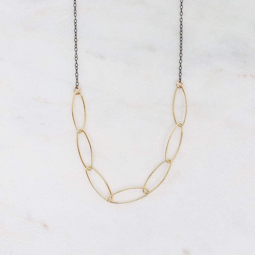 
                      
                        NKL Oxidized Sterling Silver Chain with Gold Filled Ma
                      
                    