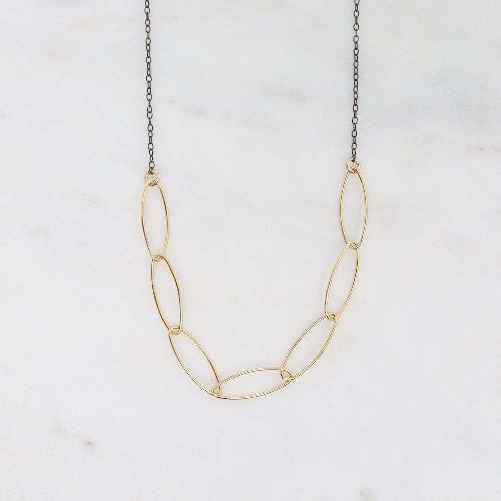 NKL Oxidized Sterling Silver Chain with Gold Filled Ma