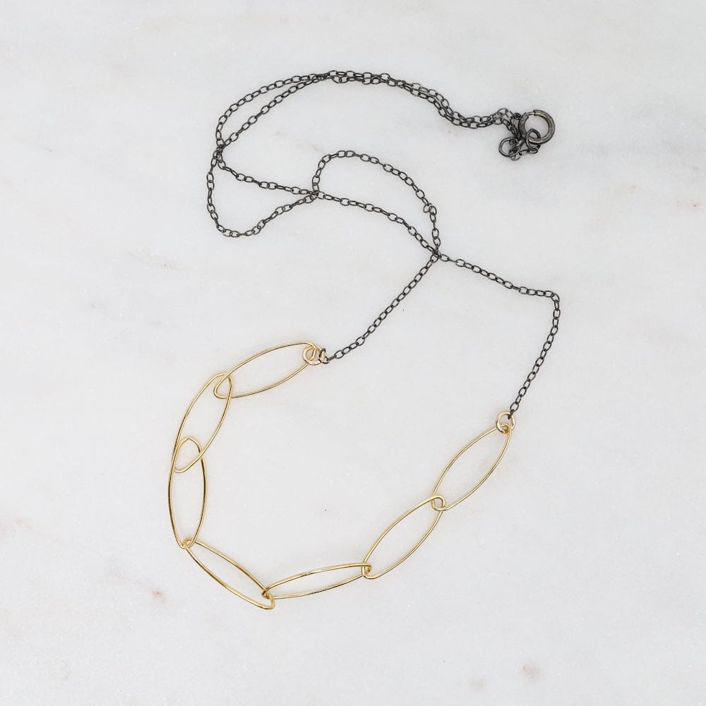 
                      
                        NKL Oxidized Sterling Silver Chain with Gold Filled Ma
                      
                    