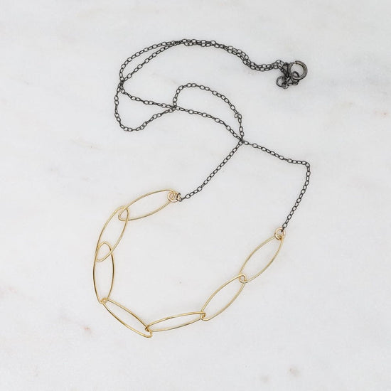 NKL Oxidized Sterling Silver Chain with Gold Filled Ma