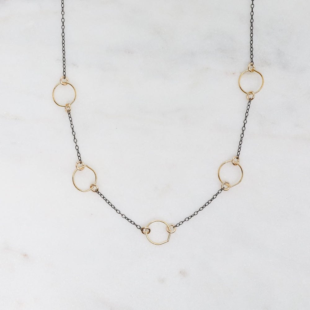 NKL Oxidized Sterling Silver Chain with small 14k Gold