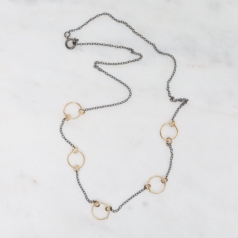 
                      
                        NKL Oxidized Sterling Silver Chain with small 14k Gold
                      
                    