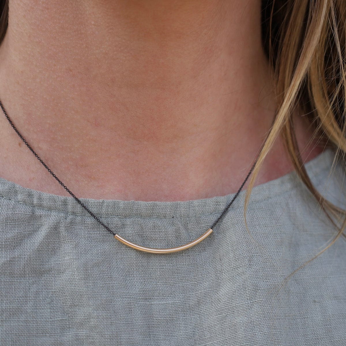 NKL Oxidized Sterling Silver & Gold Filled Smooth as Silk Necklace