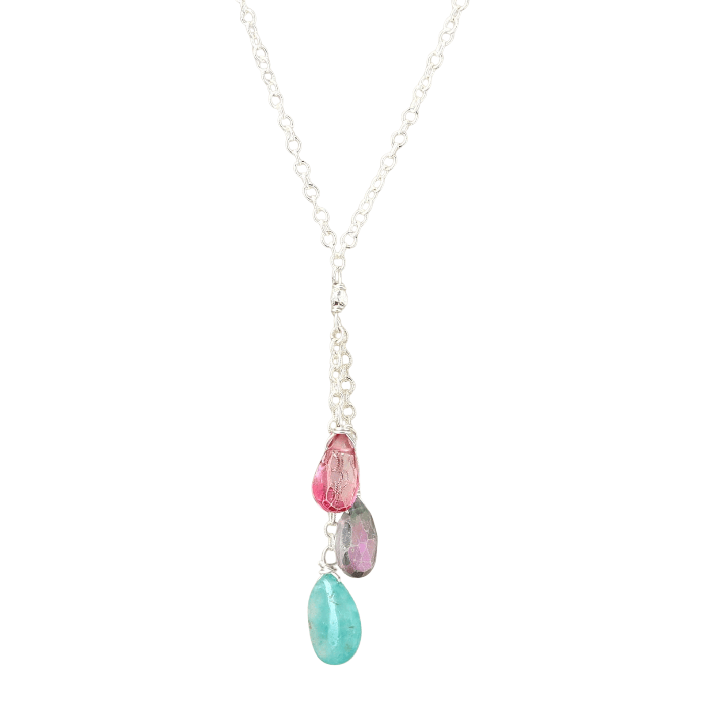 NKL Pastels Silver Tassel Charm Necklace