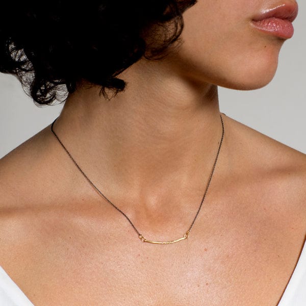 NKL Pave Swing with Oxidized Chain Necklace