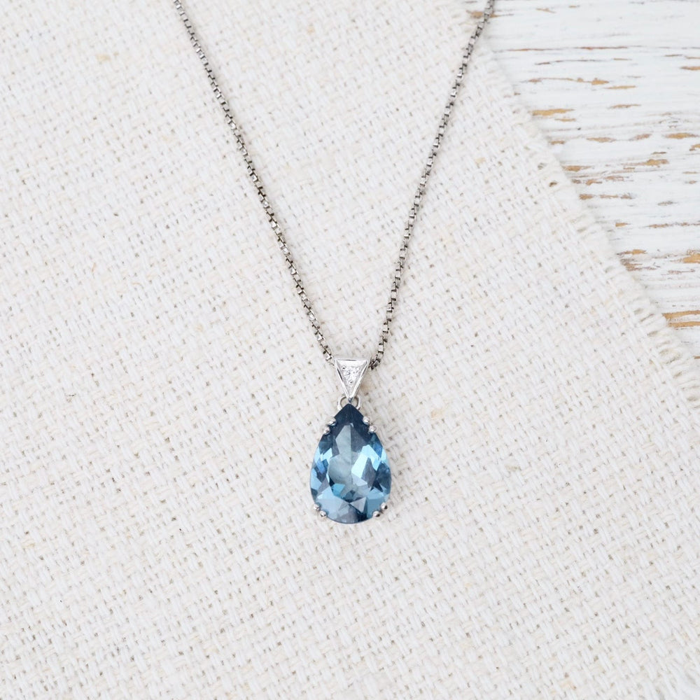 NKL Pear London Blue Topaz Pendant Necklace