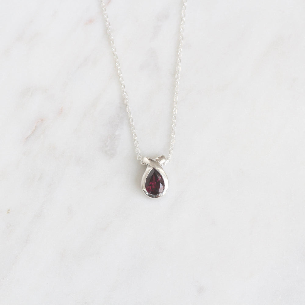 NKL Pear Shaped Rhodolite Garnet Pendant