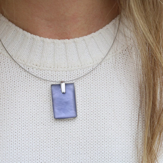 NKL Periwinkle Rectangle Pendant Necklace