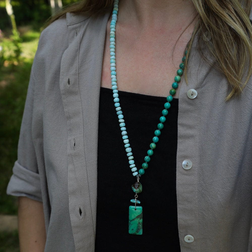 NKL Peruvian Opal and Turquoise with Chrysocolla Necklace