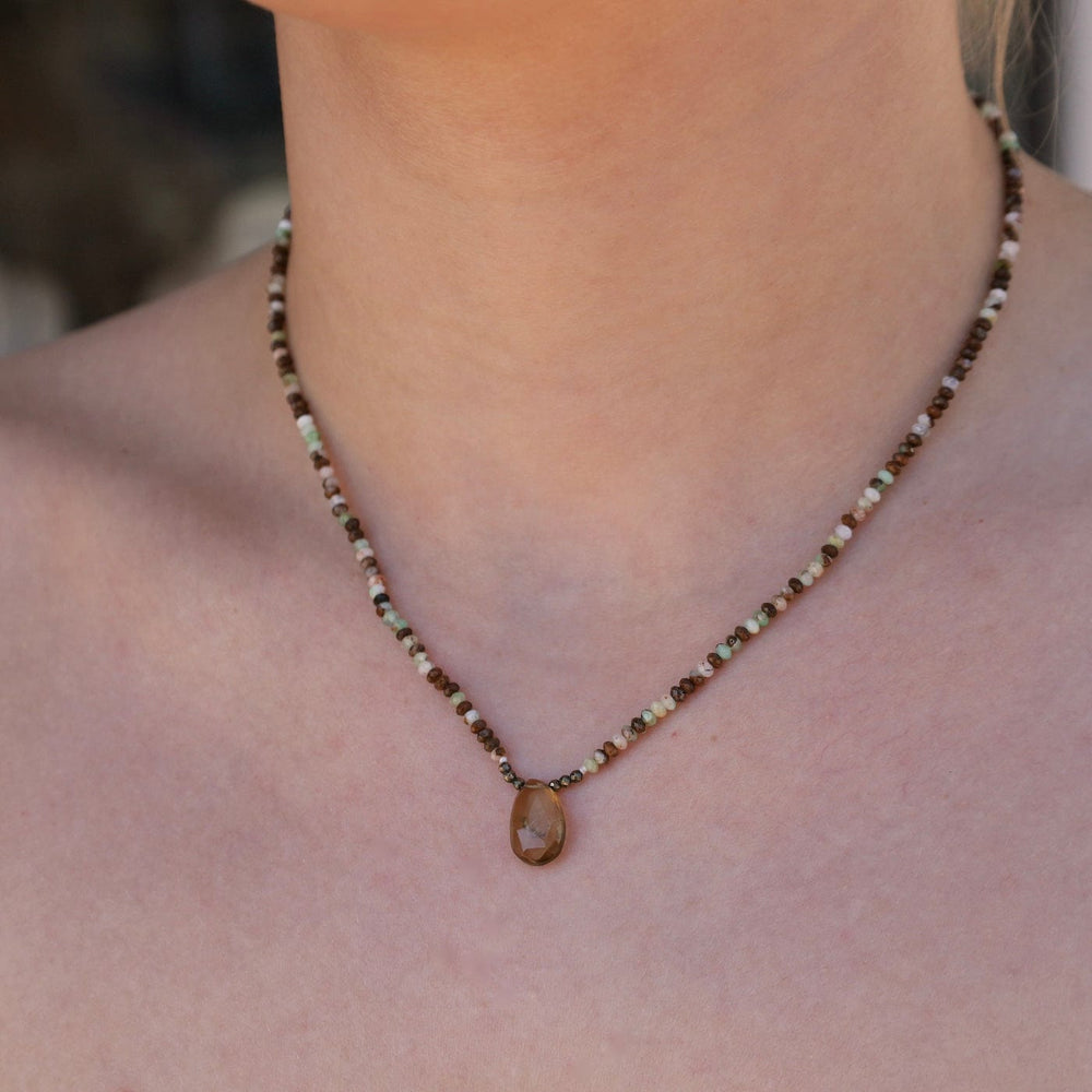 NKL Petite Chrysophase with Citrine Necklace