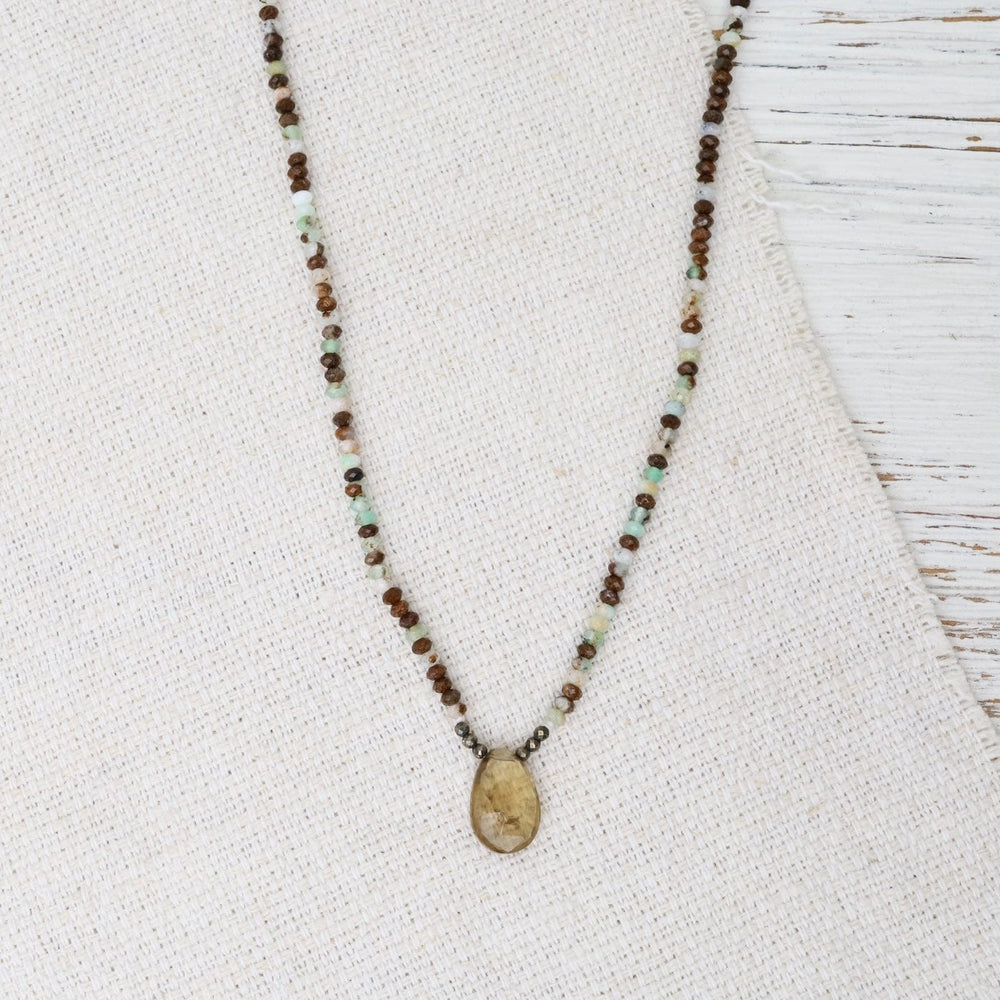 NKL Petite Chrysophase with Citrine Necklace