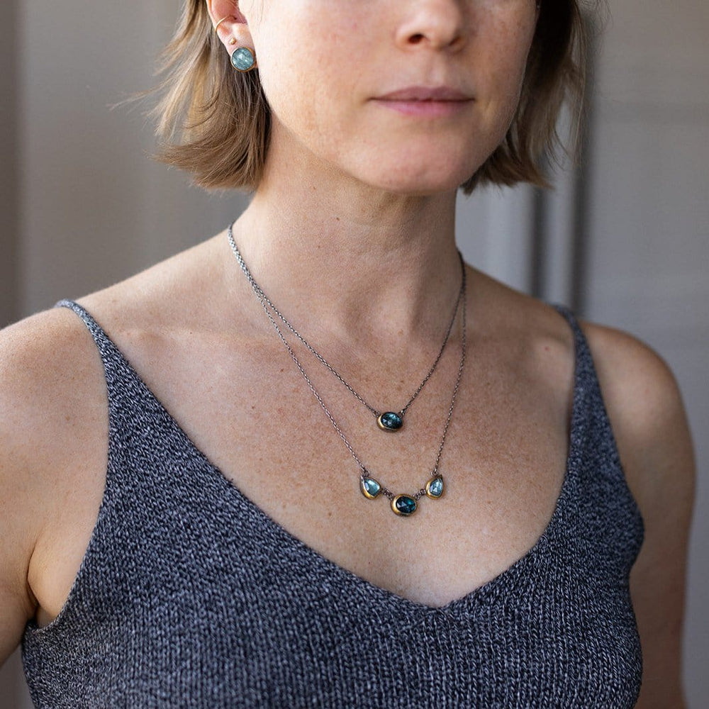 NKL Petite Crescent Rim Necklace with Blue Kyanite