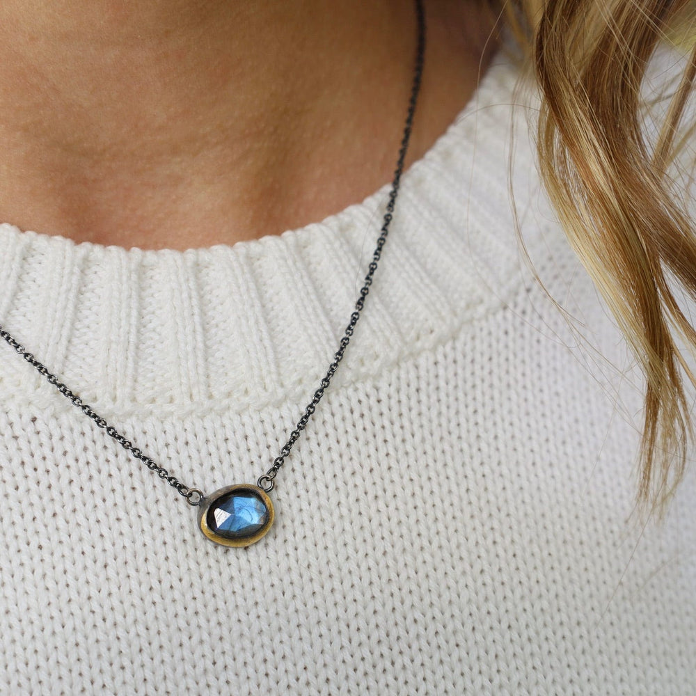 
                  
                    NKL Petite Crescent Rim Necklace with Labradorite
                  
                