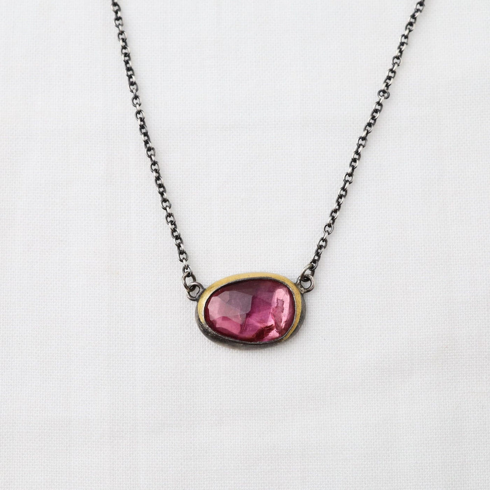 
                      
                        NKL Petite Crescent Rim Necklace with Pink Tourmaline
                      
                    