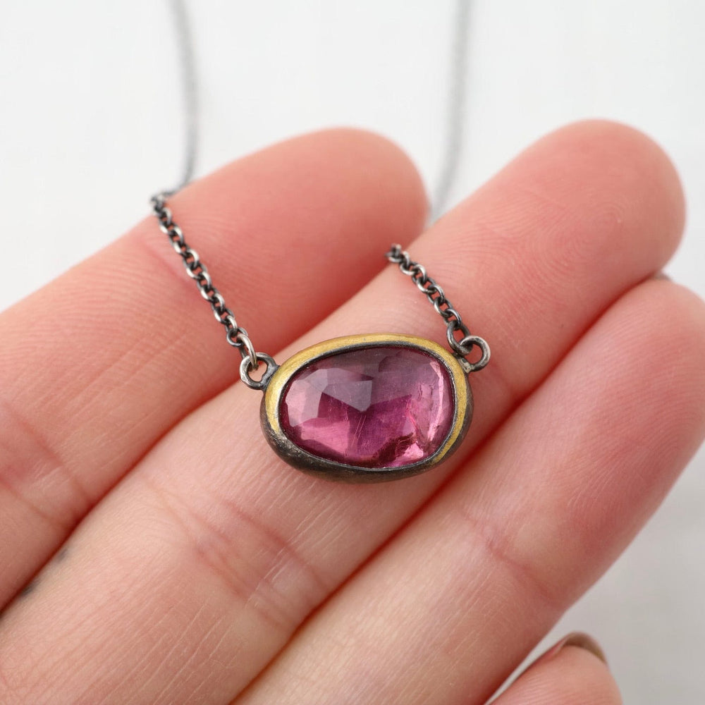 
                      
                        NKL Petite Crescent Rim Necklace with Pink Tourmaline
                      
                    