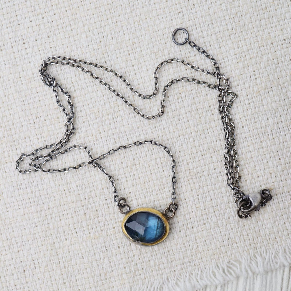 
                      
                        NKL Petite Crescent Rim Necklace with Teal Kyanite
                      
                    