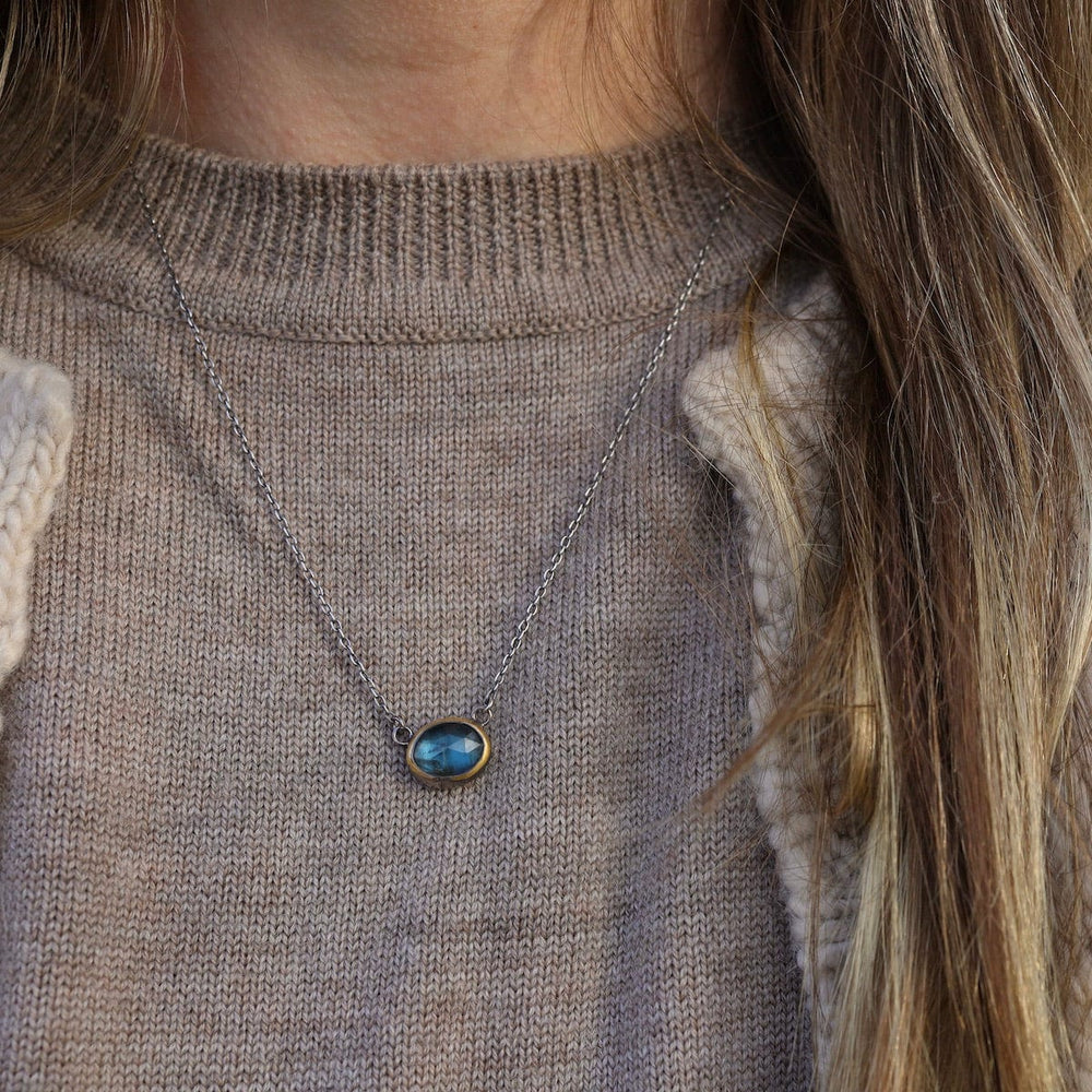 
                      
                        NKL Petite Crescent Rim Necklace with Teal Kyanite
                      
                    