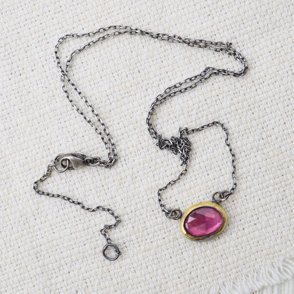 
                      
                        NKL Petite Crescent Rim Necklace with Thai Pink Sapphi
                      
                    