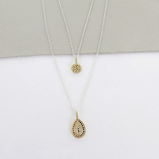 NKL PETITE DISC AND TEARDROP DOUBLE REVERSABLE NECKLAC
