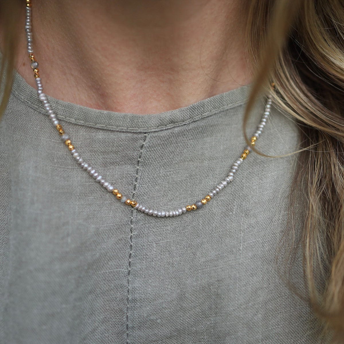 NKL Petite Grey Pearl Necklace