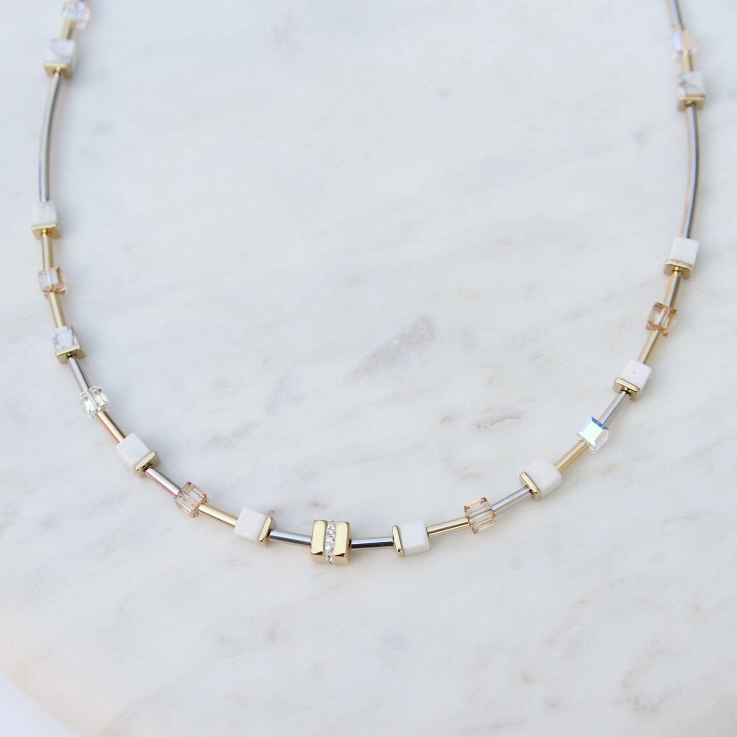NKL Petite Howlite Geo Cube Necklace