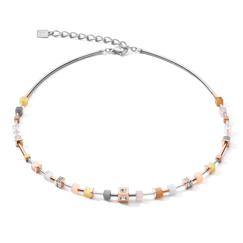 NKL Petite Olive Peach Geo Cube Necklace