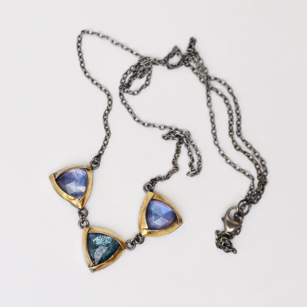 
                  
                    NKL Petite Triple Fold Necklace with Teal Kyanite & Moonstones
                  
                