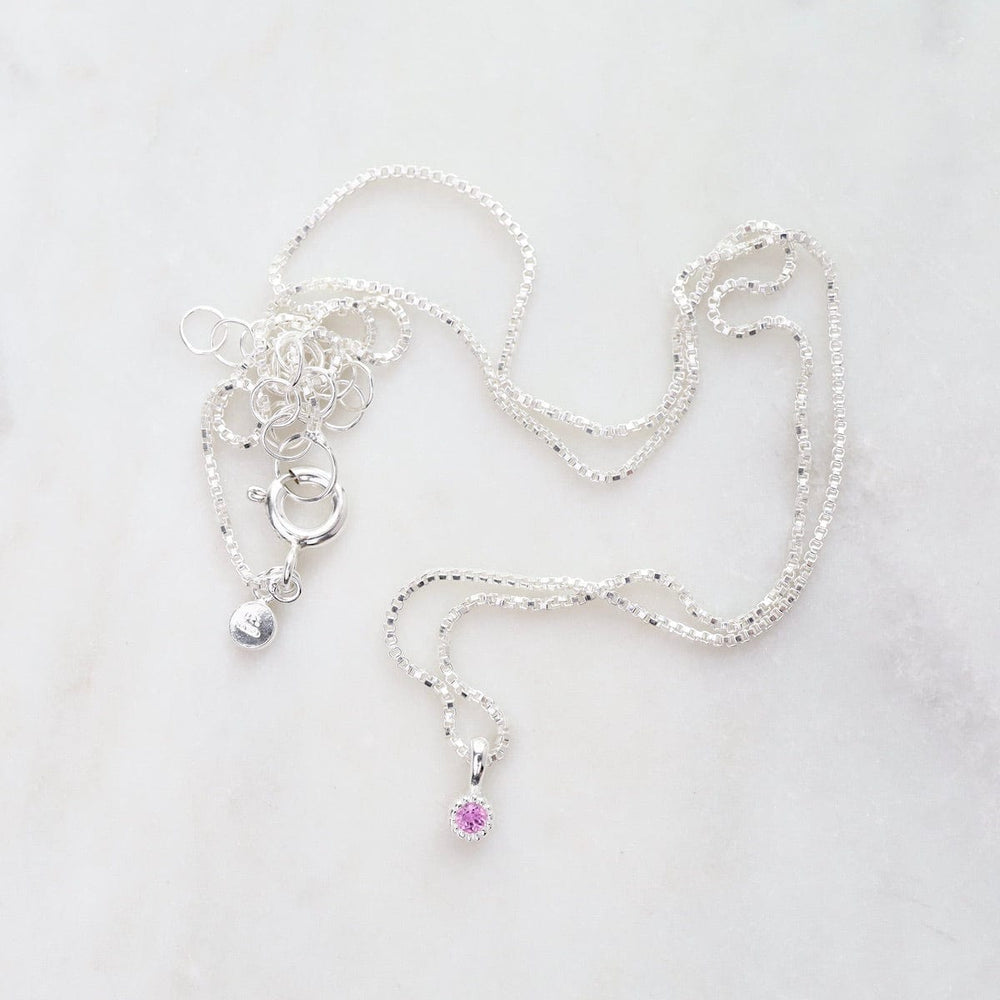 
                  
                    NKL Pink Sapphire with Milgrain Edge Necklace - Sterling Silver
                  
                