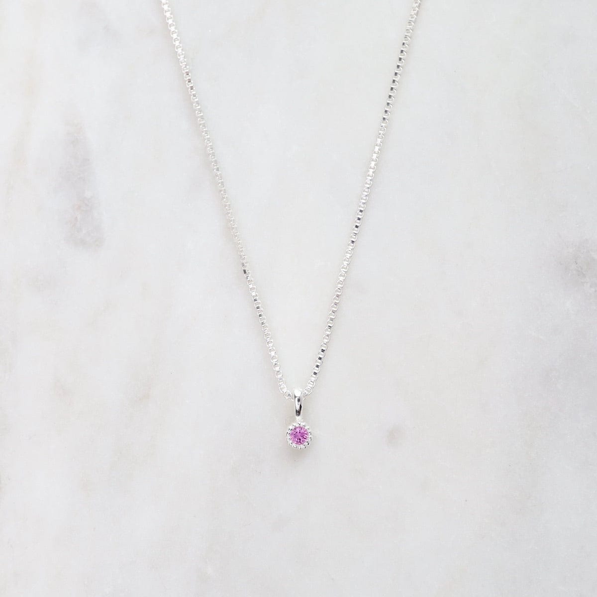 nkl pink sapphire with milgrain edge necklace sterling silver 41074612535527
