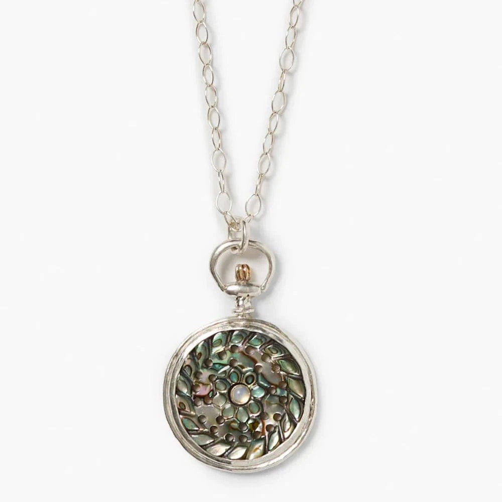 NKL Pocket Watch Necklace Abalone