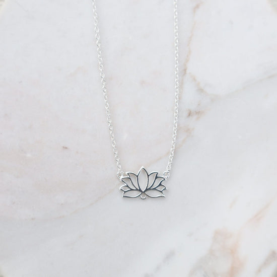 NKL Polished Silver Lotus Necklace