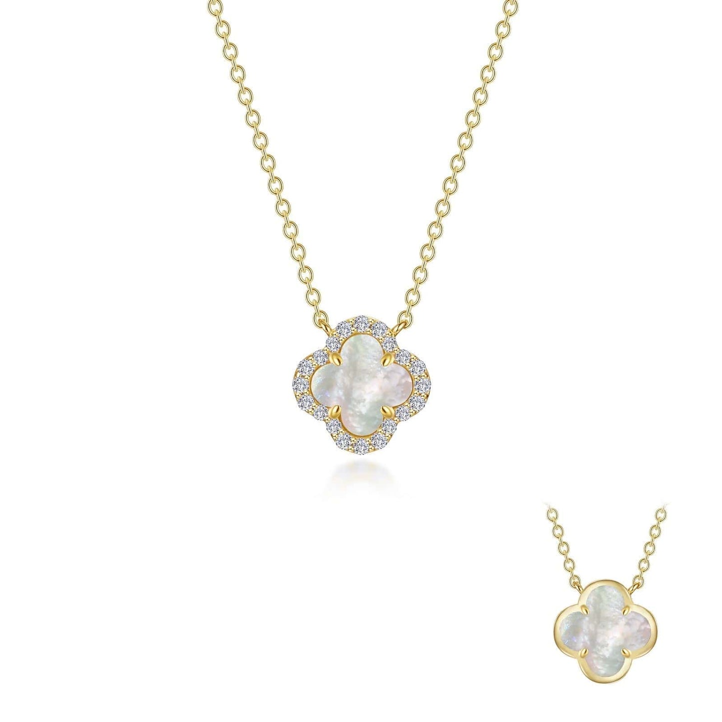 NKL-PPL Mother of Pearl Halo Pendant Necklace
