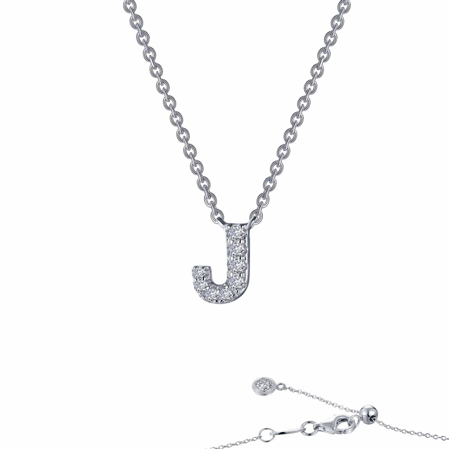 NKL-PPL Platinum Plated Diamond Block Letter Necklace
