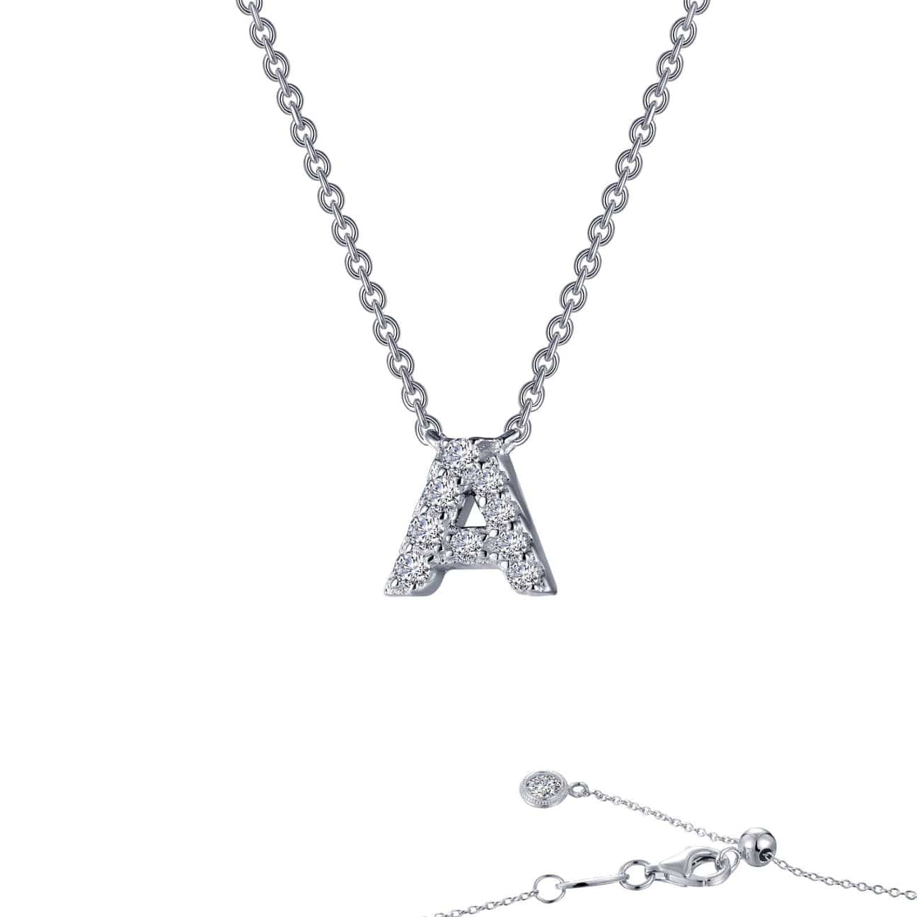 NKL-PPL Platinum Plated Diamond Block Letter Necklace