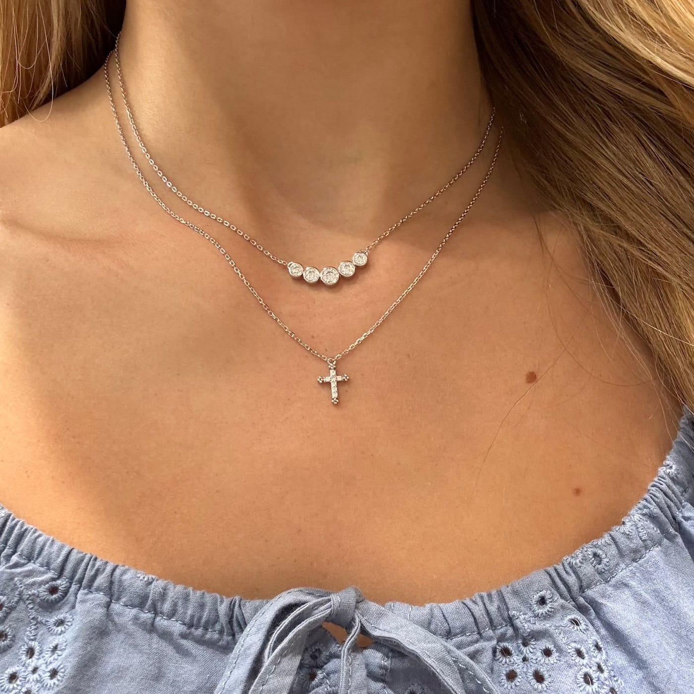 NKL-PPL Platinum Plated Silver Bezel Bar Necklace