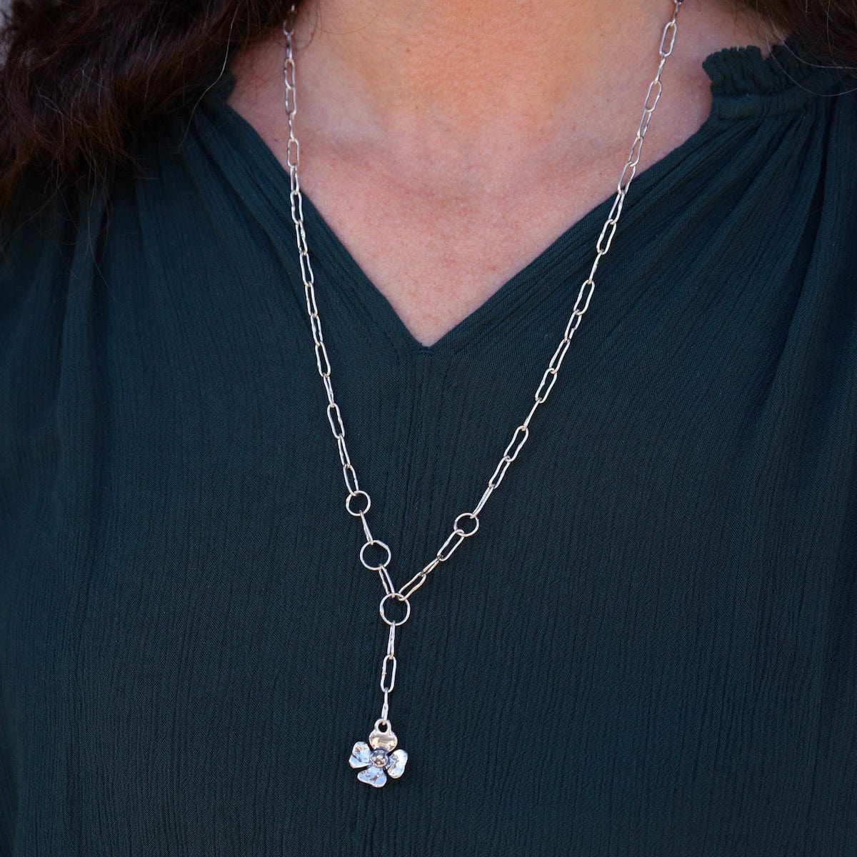 NKL Primrose Lariat Necklace on Short Oval Chain