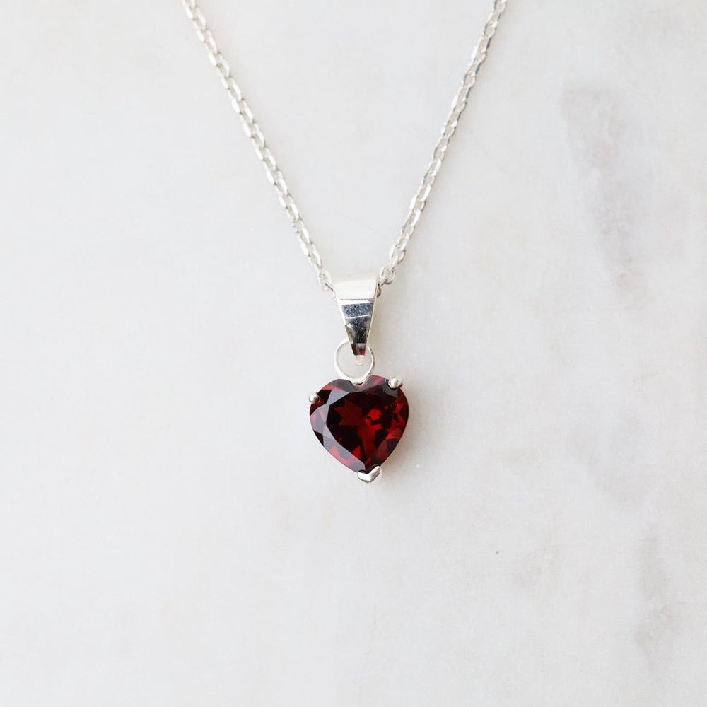 NKL Prong Set African Garnet Heart Pendant