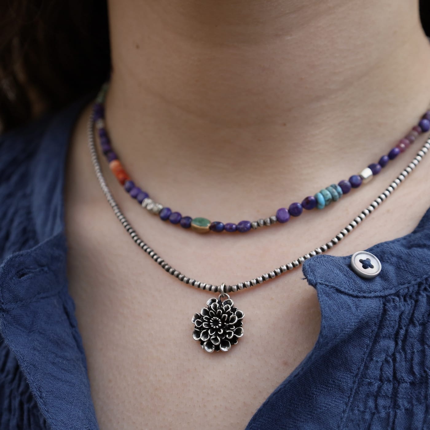 NKL Purple Turquoise Silver Necklace