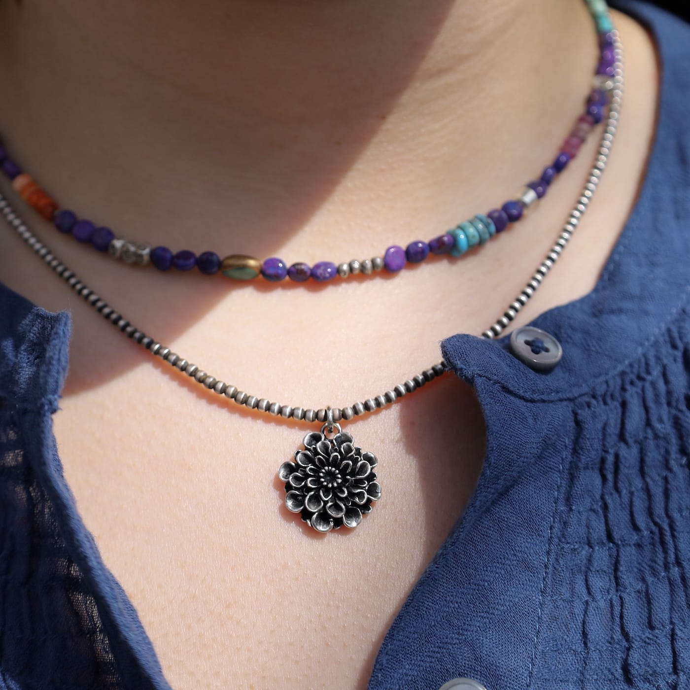 NKL Purple Turquoise Silver Necklace