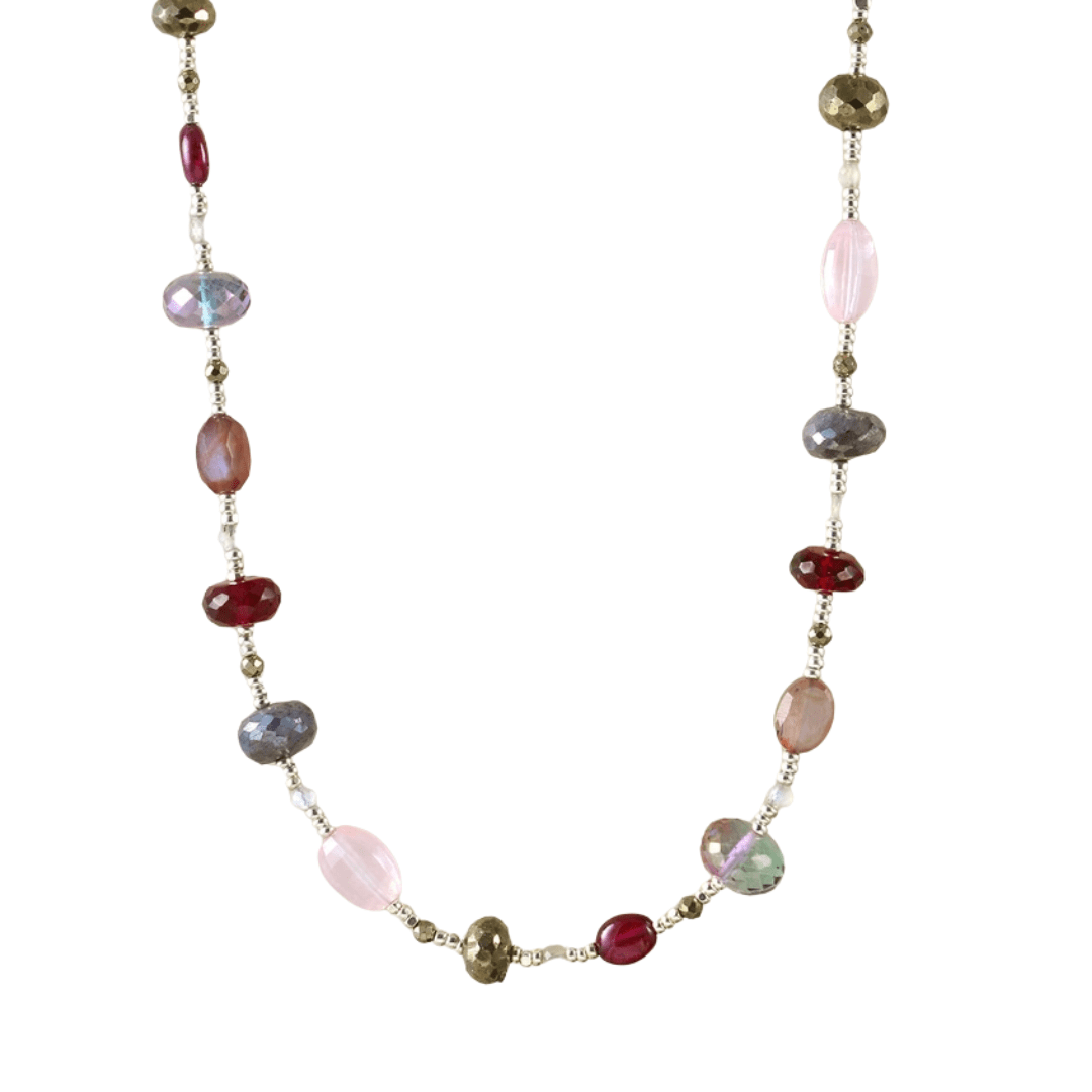 NKL Pyrite and Garnet Mix Station Necklace