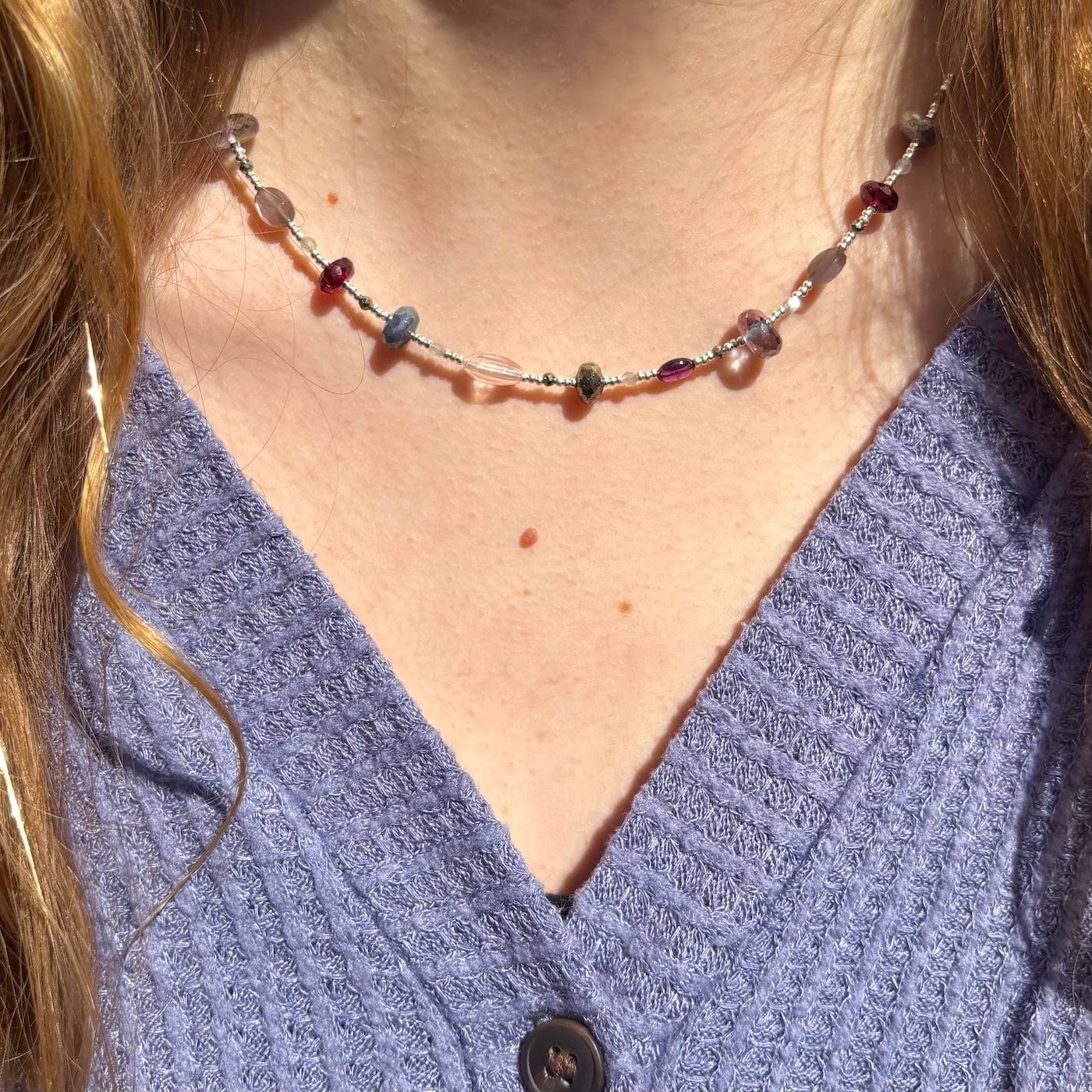 NKL Pyrite and Garnet Mix Station Necklace