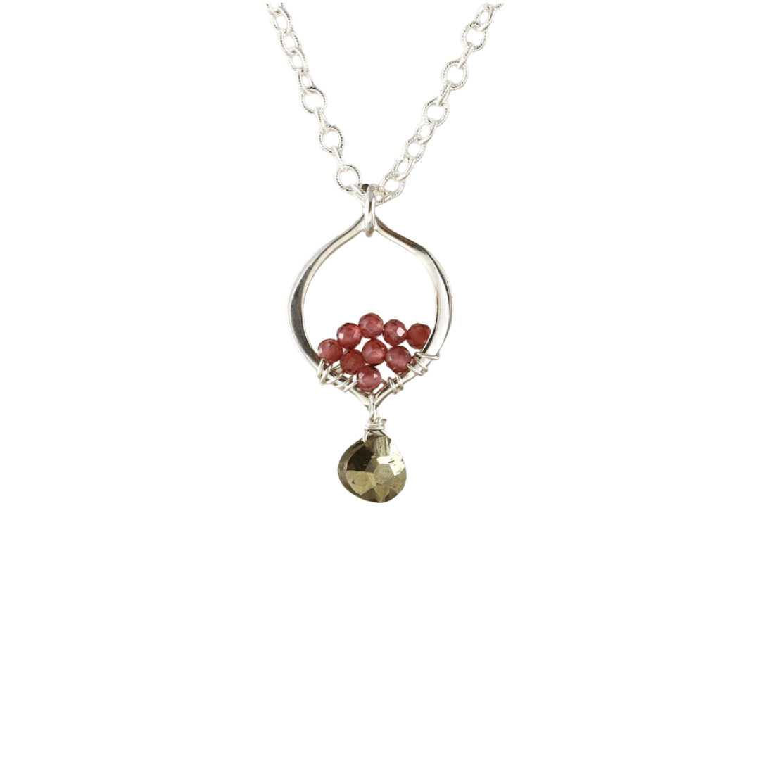 NKL Pyrite and Garnet Tiny Arabesque Necklace