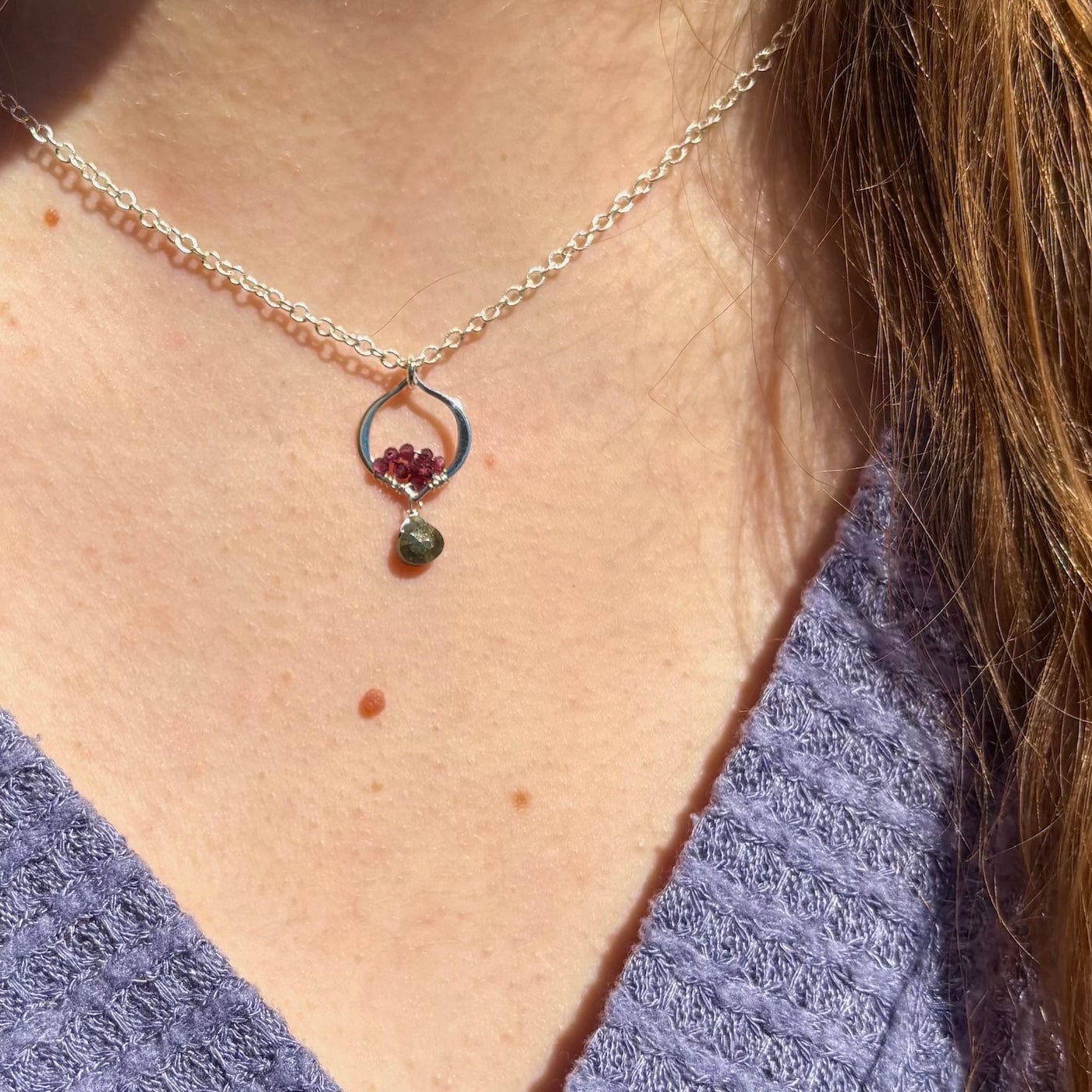 NKL Pyrite and Garnet Tiny Arabesque Necklace