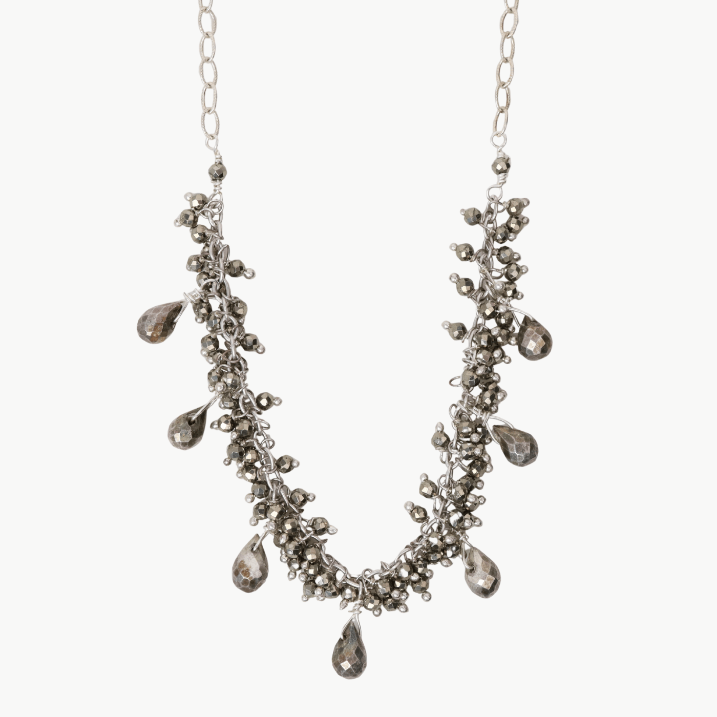 NKL Pyrite Cluster Wire Wrapped Necklace