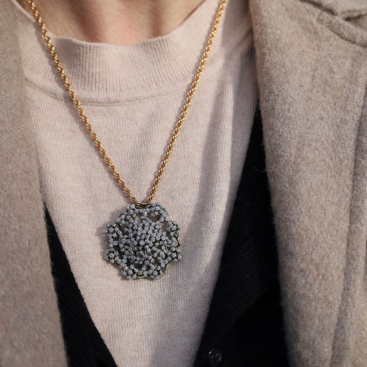 NKL Queen Anne's Lace Statement Pendant Necklace