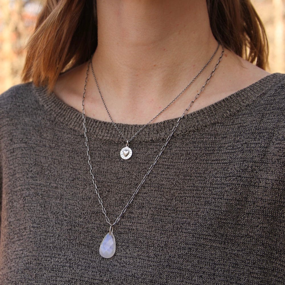 
                      
                        NKL Rainbow Moonstone Teardrop on Oxidized Link Chain
                      
                    