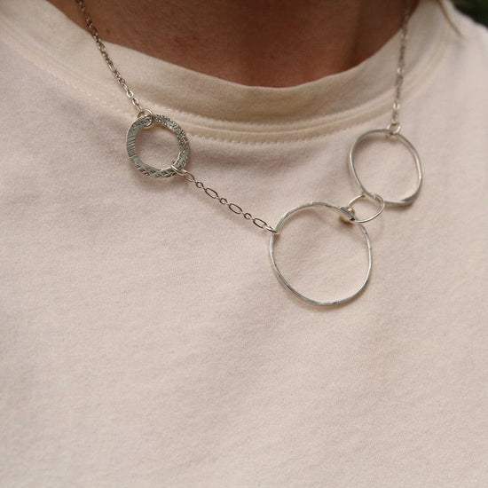 NKL Random Sterling Silver Circles Necklace