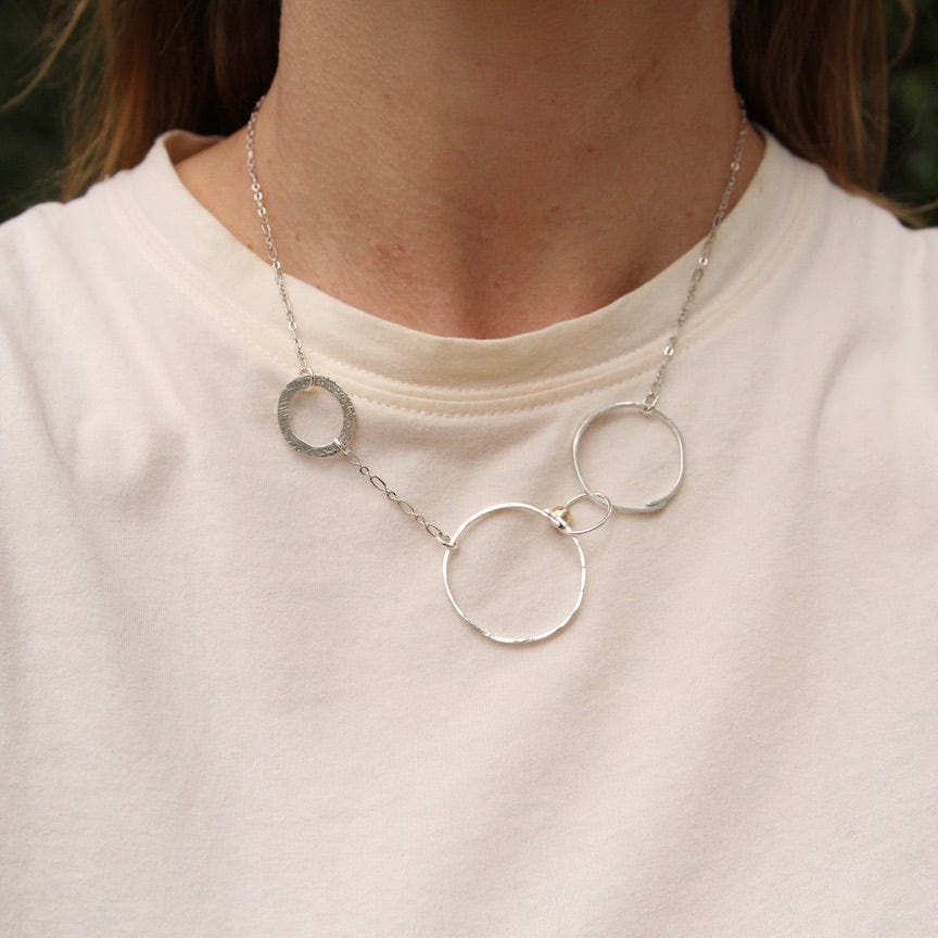 NKL Random Sterling Silver Circles Necklace